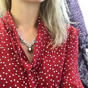 Zara Gold Ball Pendant Oval Circle Link Chain necklace Satin Metal